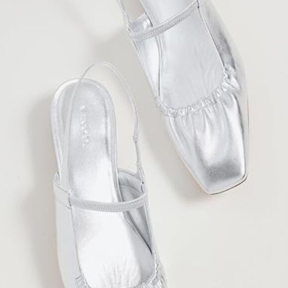 Vince Silver Leather Slingback Flat Sandal - Picture 3 of 4